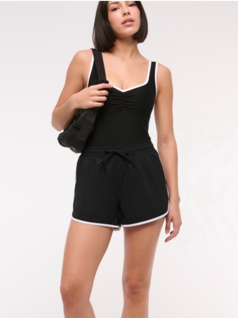 YPB Abercrombie Black One-Piece Romper with White Trim